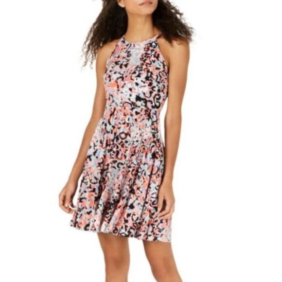 Bar III Dresses & Skirts - NWT Bar III pink floral painterly Leo fit and flair knee length dress sz small S